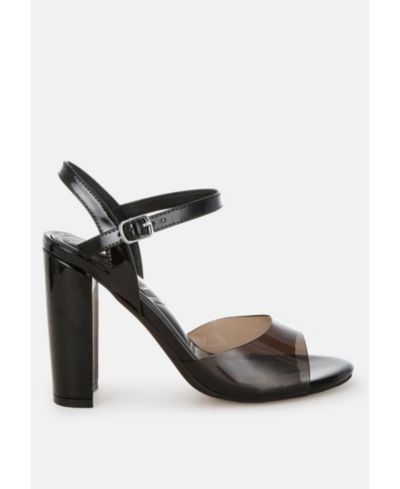 London Rag Women's Kessel Tinted Clear Strap Block Heel Sandals