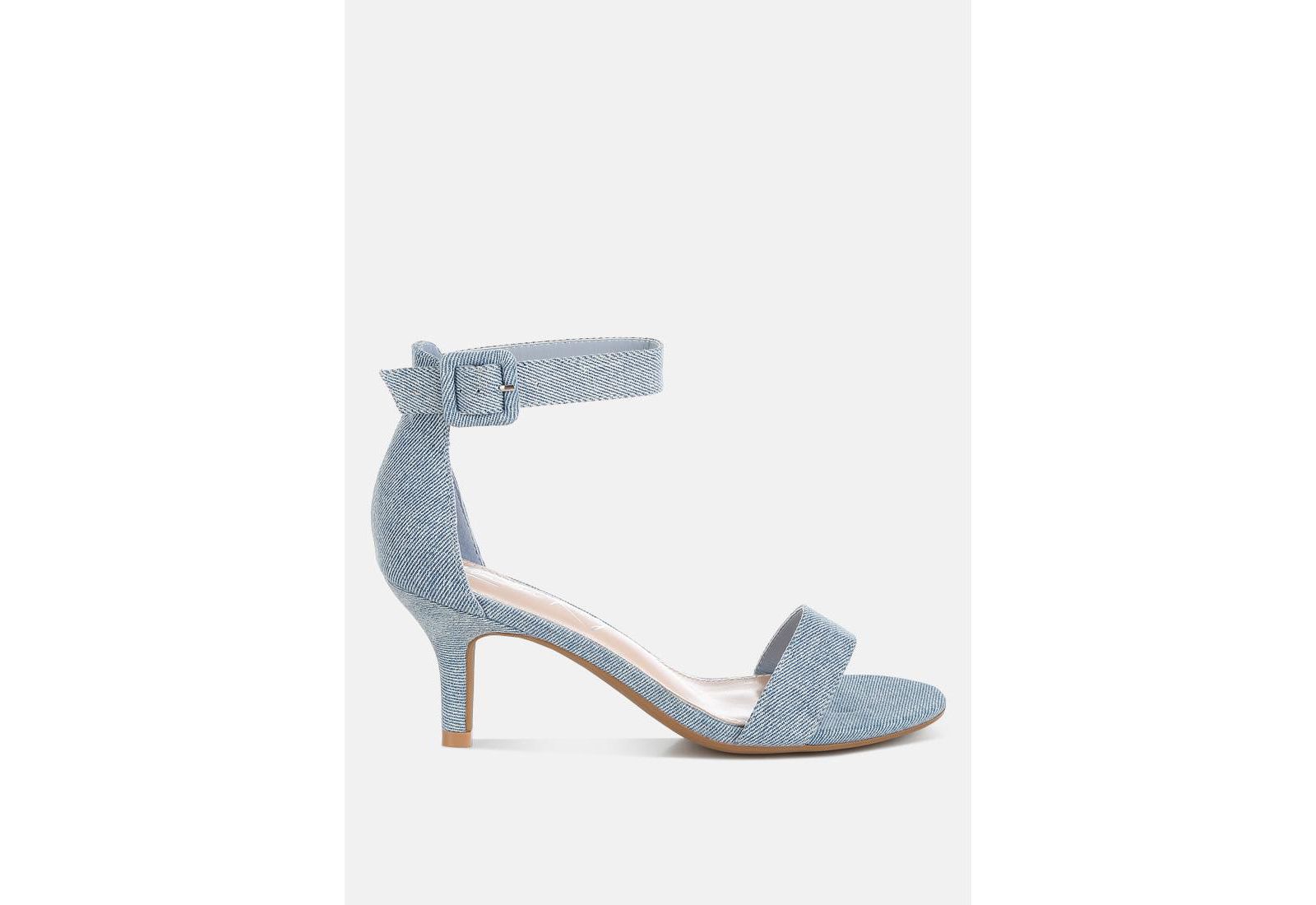 London Rag Women's Ozula Denim Kitten Heel Sandals