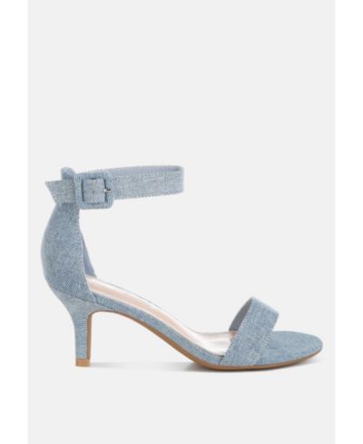 London Rag Women's Ozula Denim Kitten Heel Sandals
