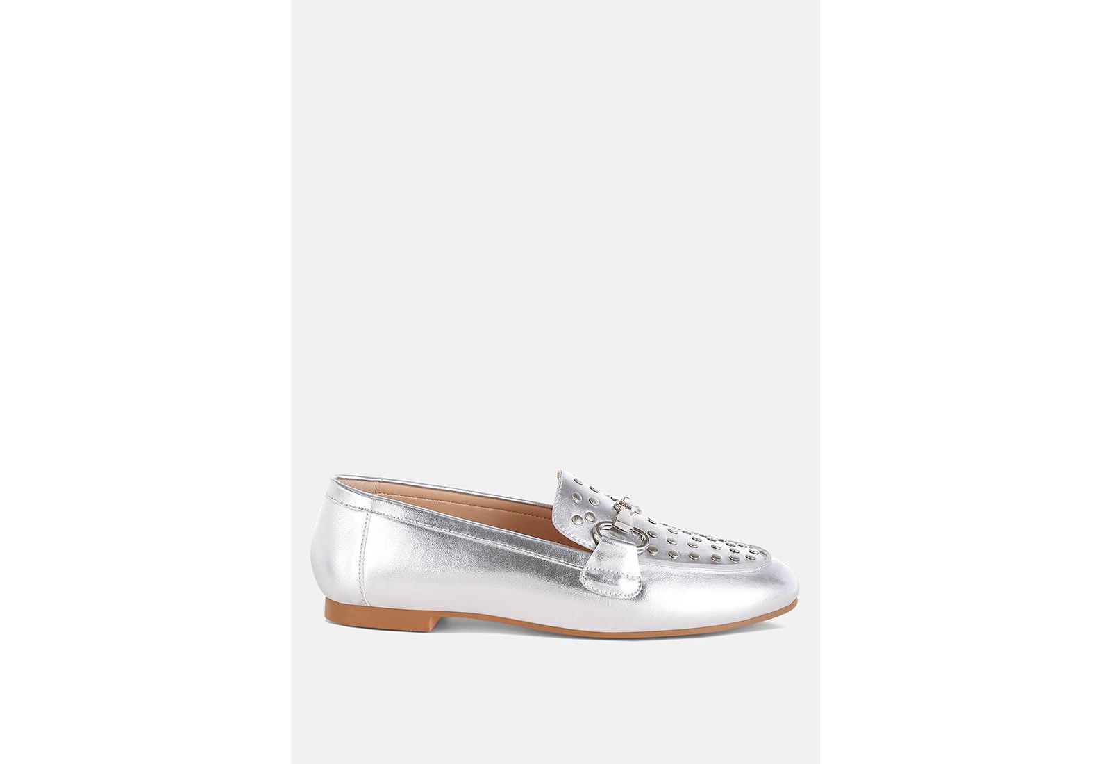 Rag & Co Женские лоферы Estafa Horsebit and Studs Metallic Pleather