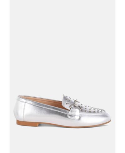 Rag & Co Женские лоферы Estafa Horsebit and Studs Metallic Pleather