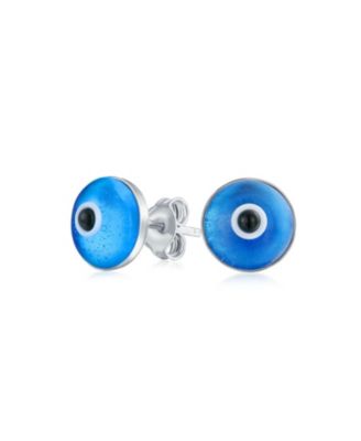 Bling Jewelry Spiritual Navy Evil Eye Stud Earrings .925 Sterling Silver