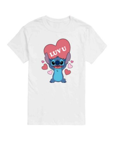 AIRWAVES Men's Lilo Stitch Valentine's Day Short Sleeve T-Shirt