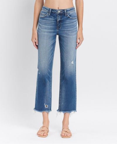 Женские прямые джинсы Flying Monkey High Rise Frayed Hem Crop