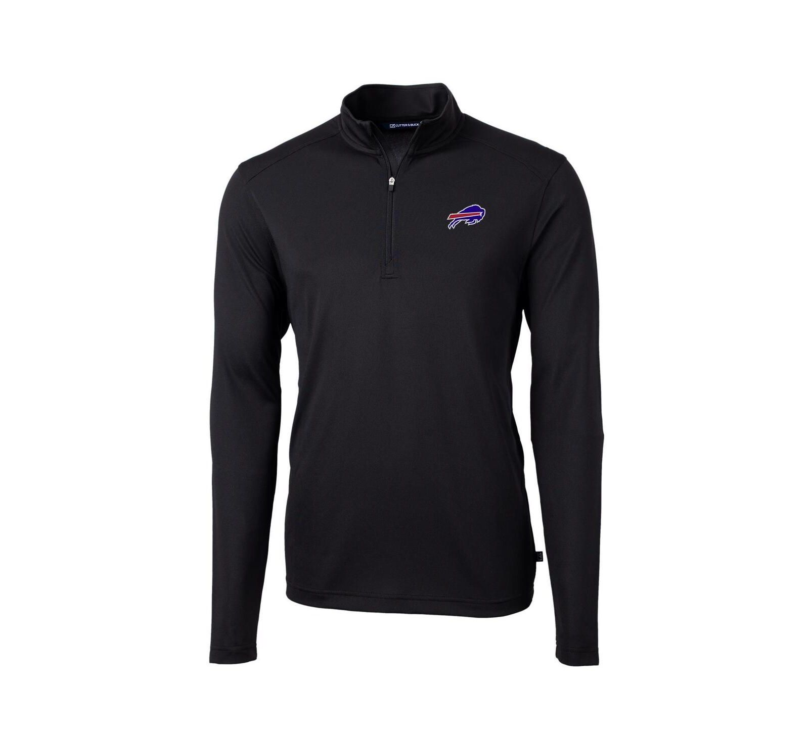 Cutter & Buck Мужской пуловер-куртка Buffalo Bills Virtue Eco Pique с молнией на четверть, черный