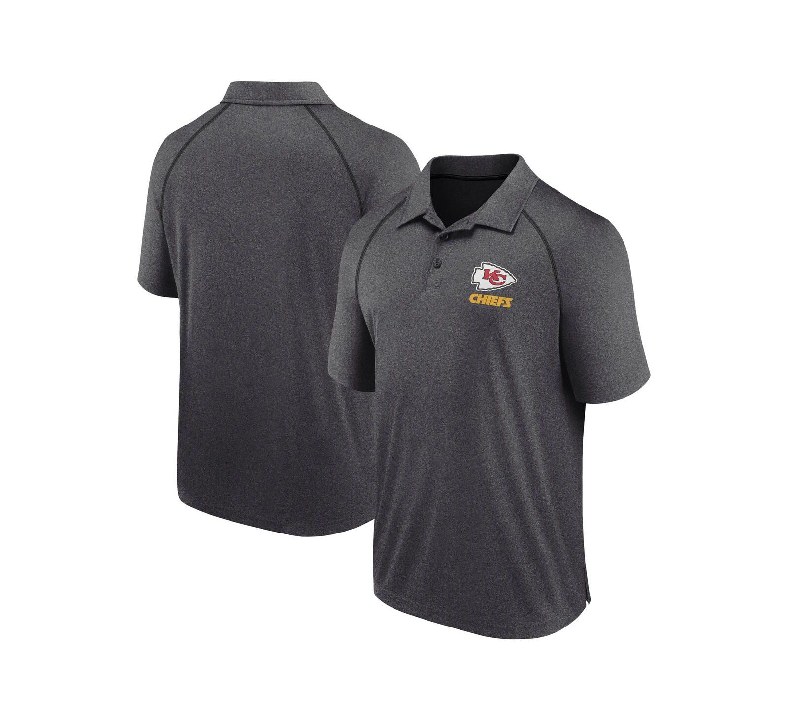 Мужское поло Fanatics Heather Charcoal Kansas City Chiefs Making Waves Raglan