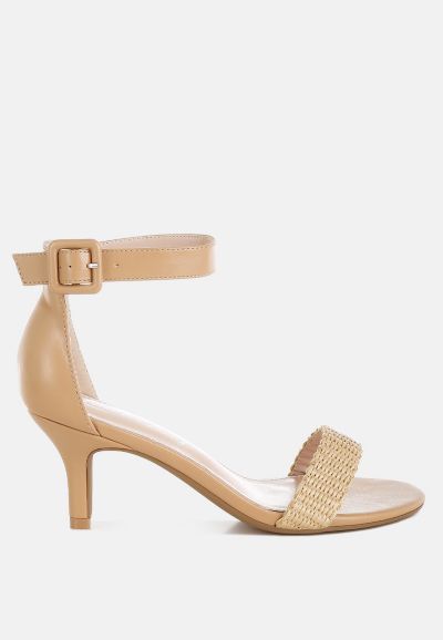 London Rag Women's Rano Raffia Kitten Heel Sandals