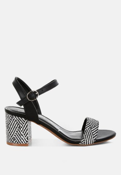 London Rag Womens Tulata Raffia Pin Buckle Block Heels