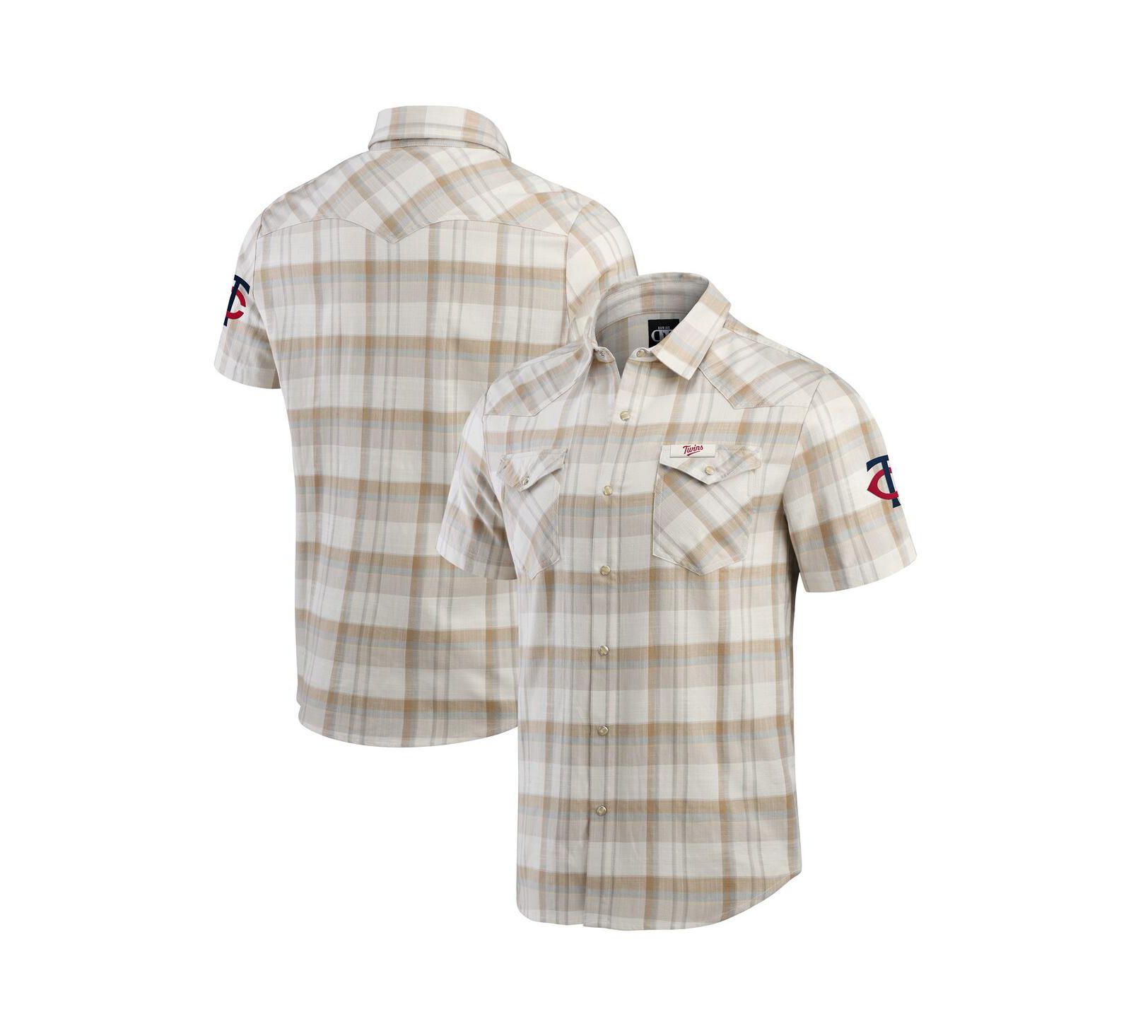 Мужская рубашка Fanatics Gray Minnesota Twins Plaid Full-Snap