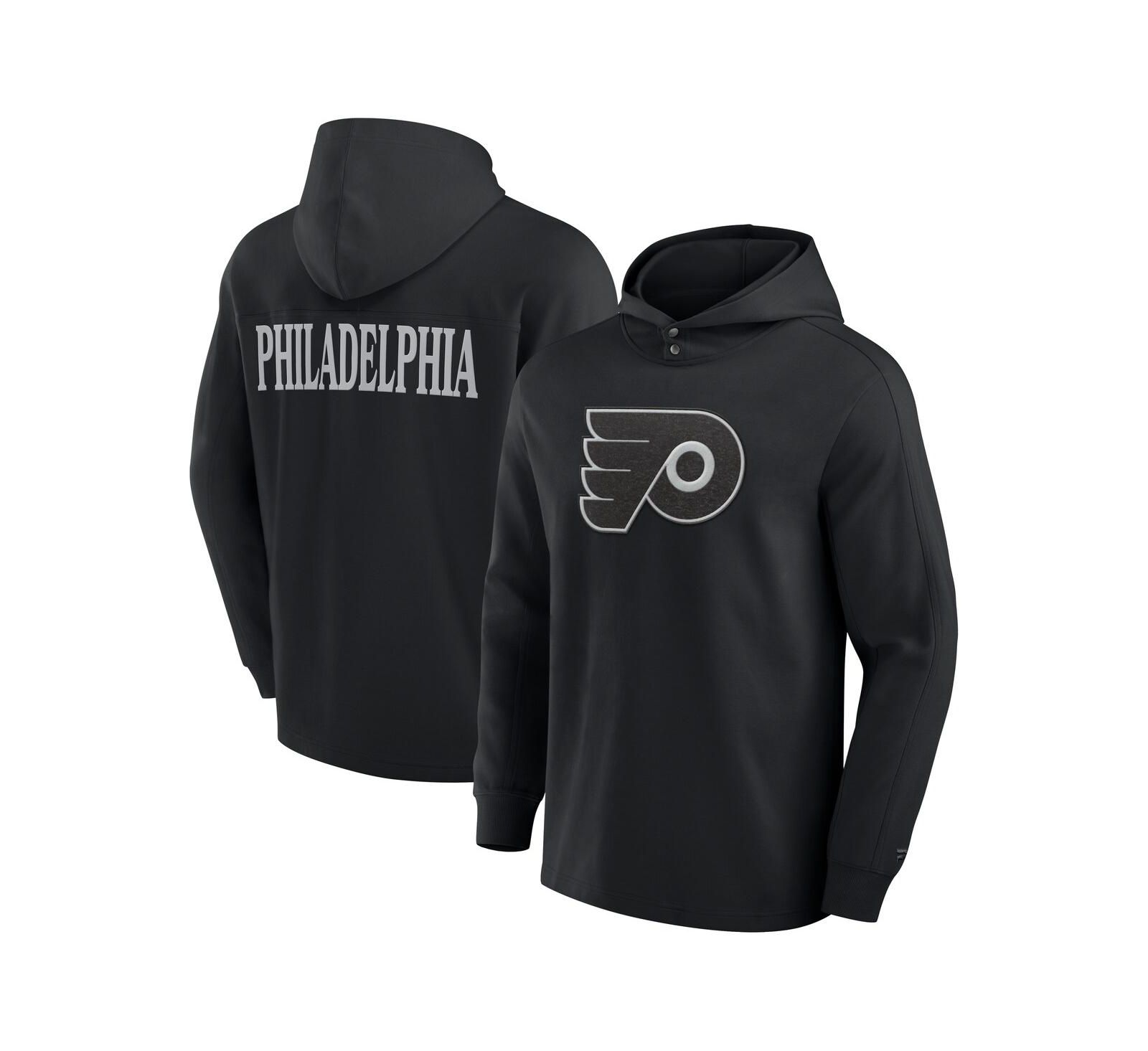 Fanatics Men's Black Philadelphia Flyers Elements Blaze Tri-Blend Long Sleeve Hoodie T-Shirt
