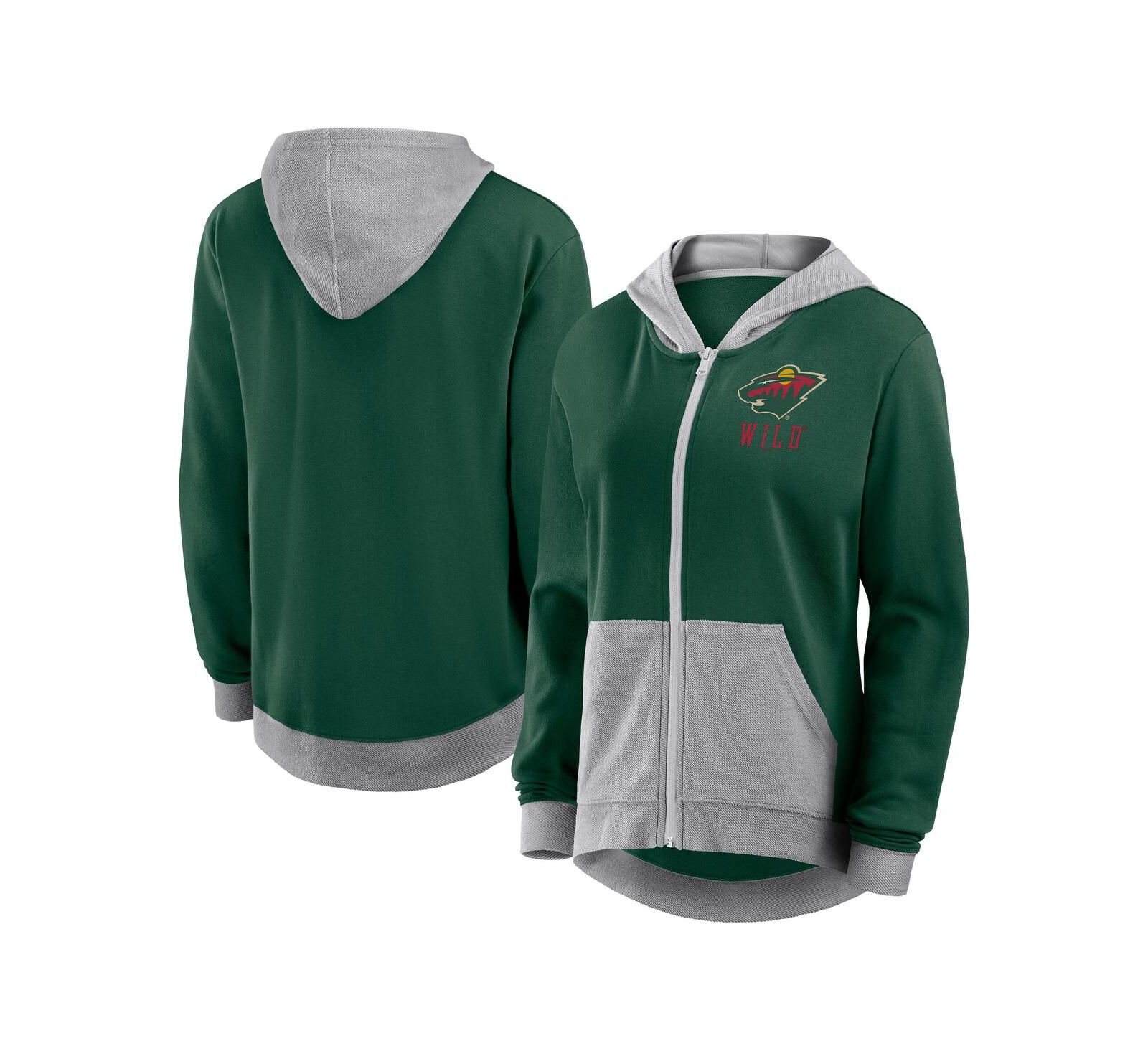 Женское худи Logo Athletic Minnesota Wild Hit It, из французского терри, на молнии, зеленое