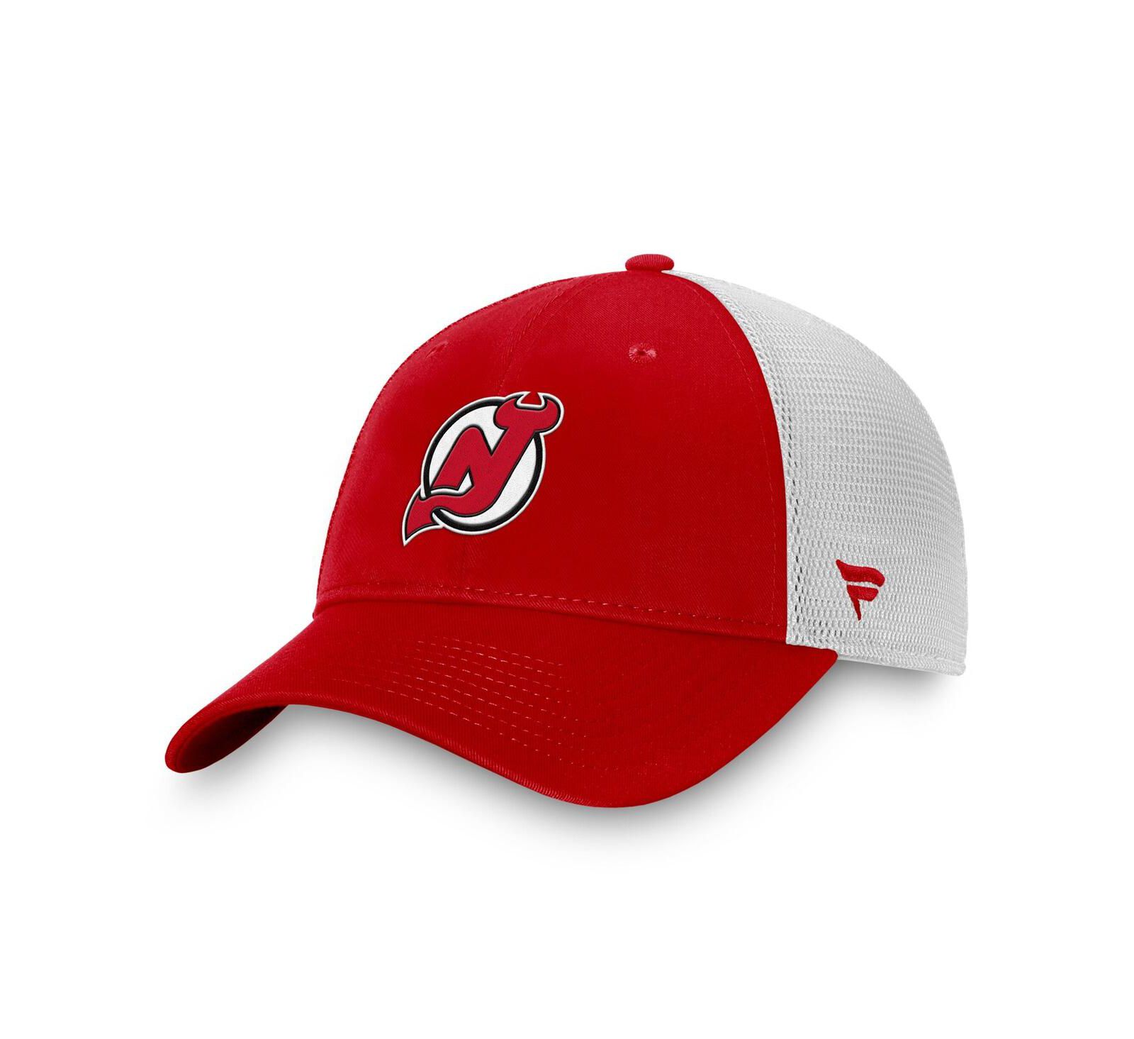 Мужская кепка Fanatics Red/White New Jersey Devils Slouch Core Primary Logo Trucker Adjustable