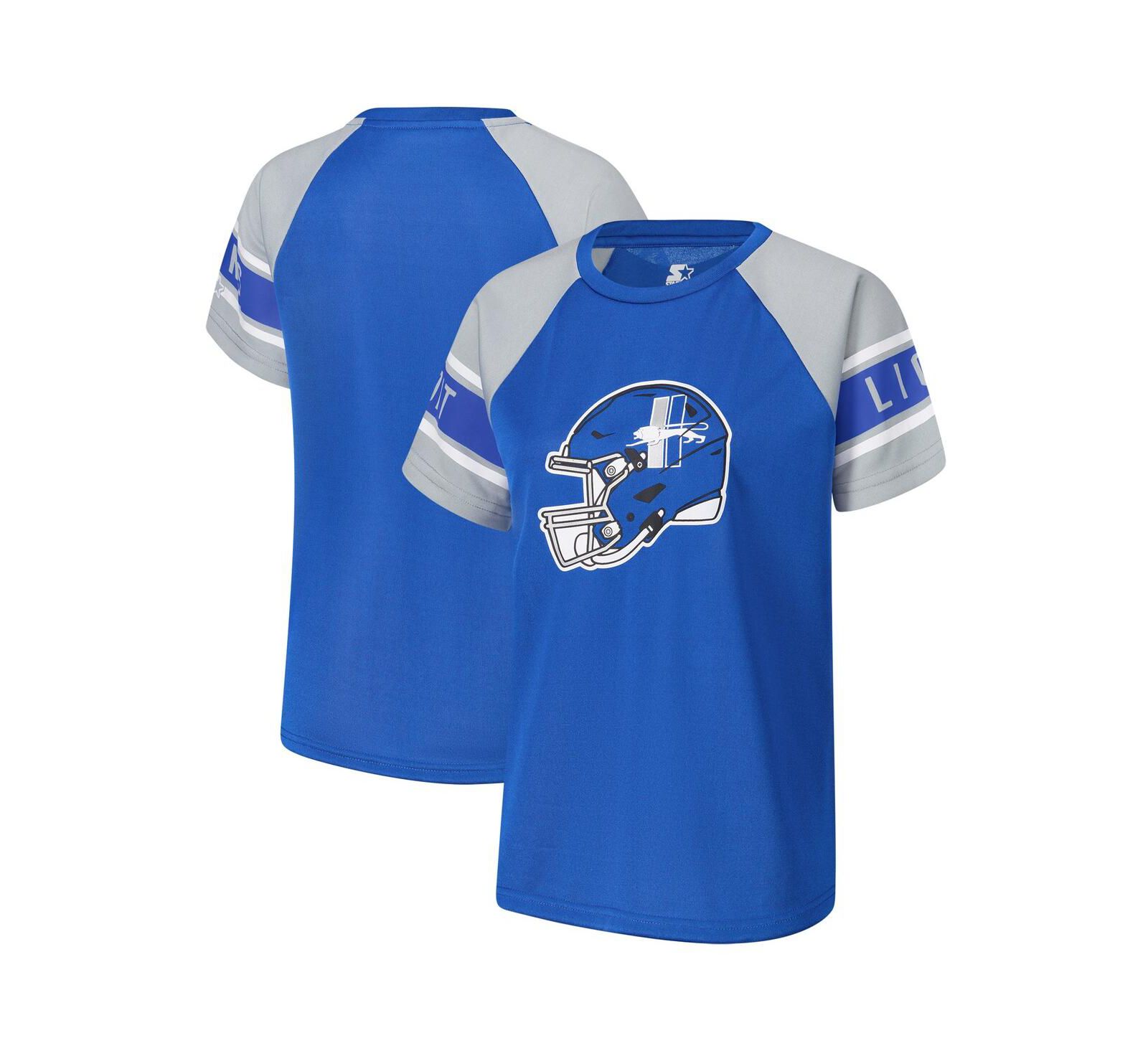 Женская топ Starter Blue Detroit Lions 1st Rounder Color Block Raglan
