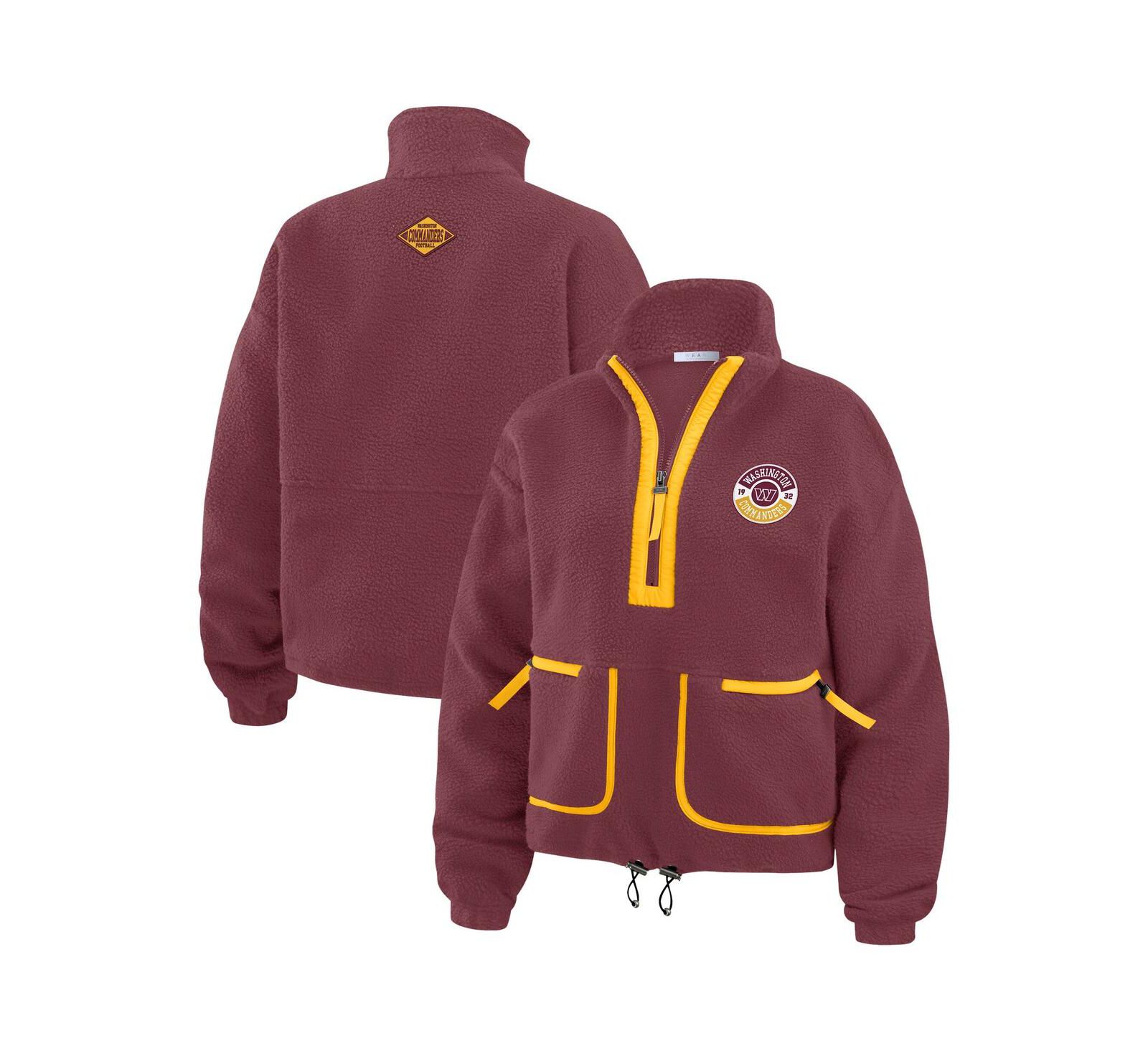 WEAR by Erin Andrews Women's Burgundy Washington Commanders Polar Fleece Half-Zip Jacket