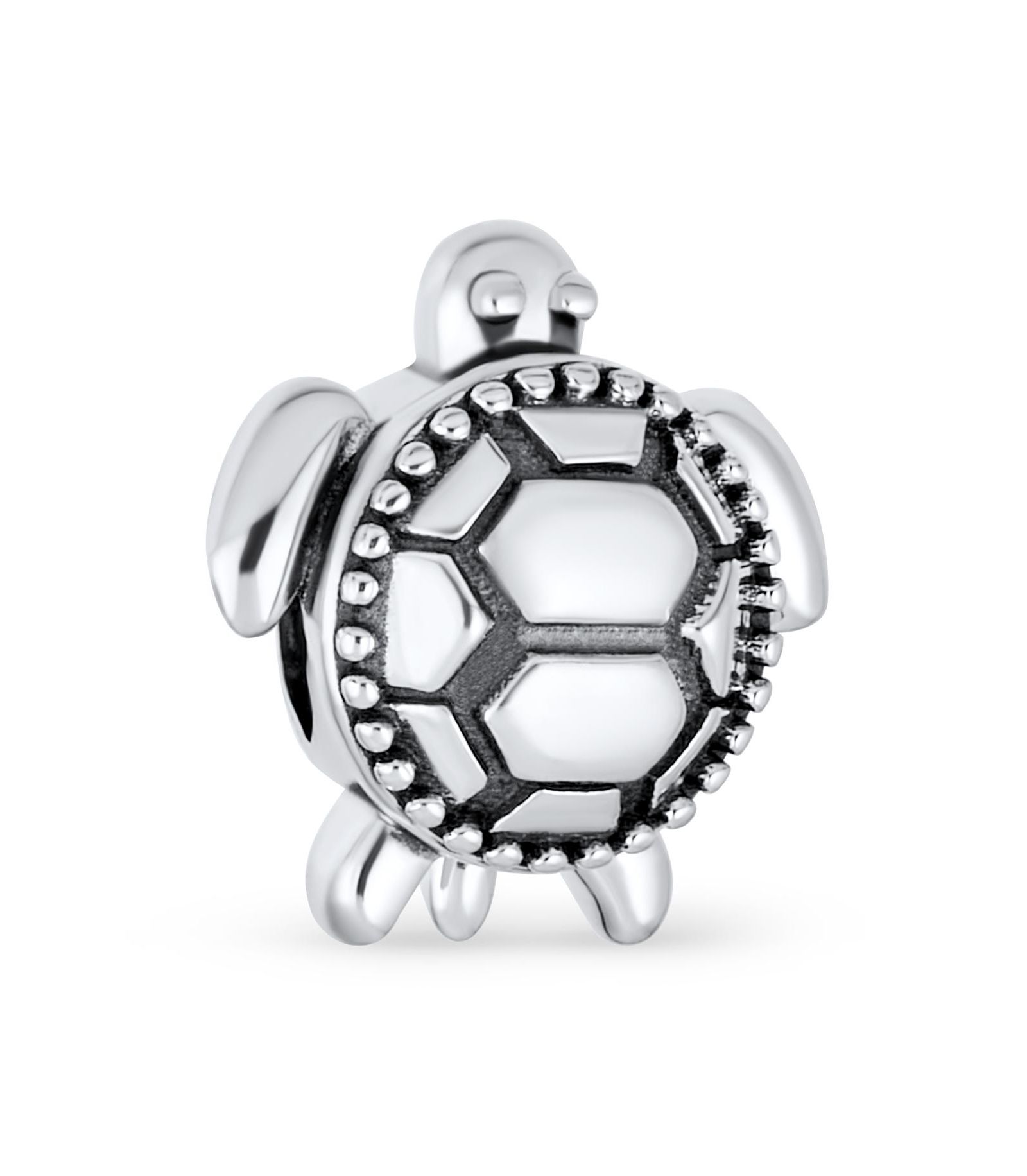 Bling Jewelry Nautical Tortoise Turtle Charm Bead for Bracelet .925 Sterling Silver