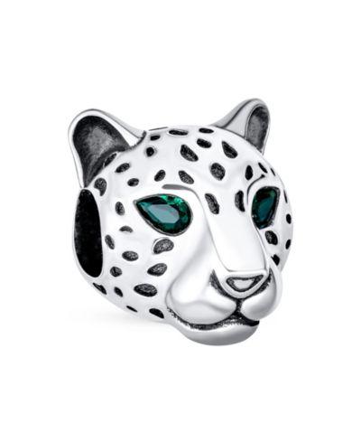 Подвеска Bling Jewelry .925 Sterling Silver, голова ягуара/пантеры, зеленые глаза CZ