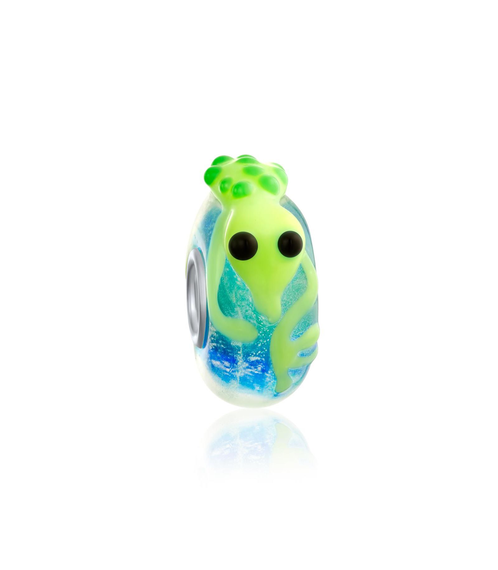 Bling Jewelry Gecko Toad Frog Murano Glass Charm Bead for Bracelet .925 Sterling Silver