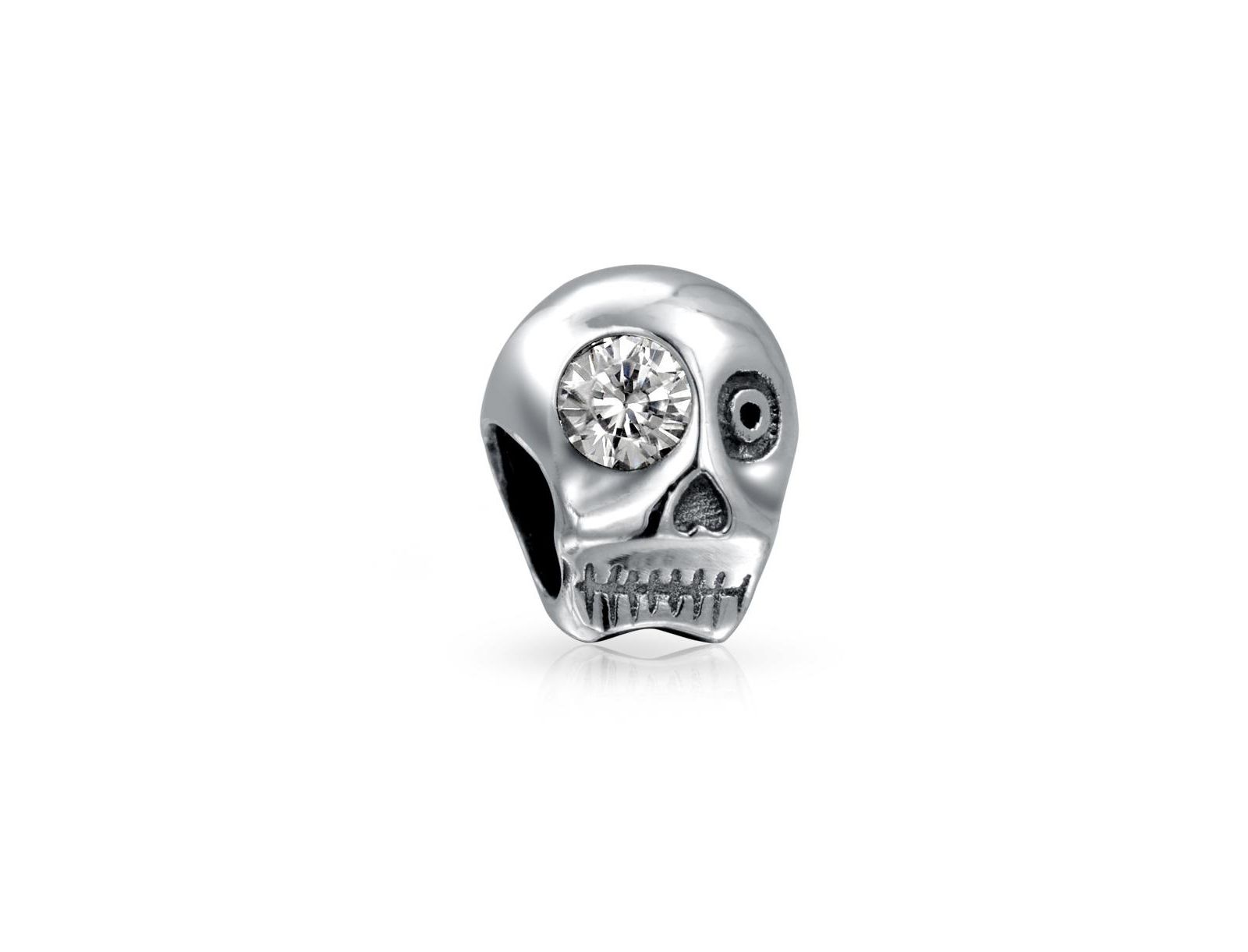 Bling Jewelry подвеска-шарм в виде черепа скелета из стерлингового серебра с белым CZ