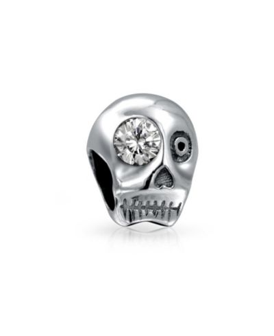 Bling Jewelry подвеска-шарм в виде черепа скелета из стерлингового серебра с белым CZ