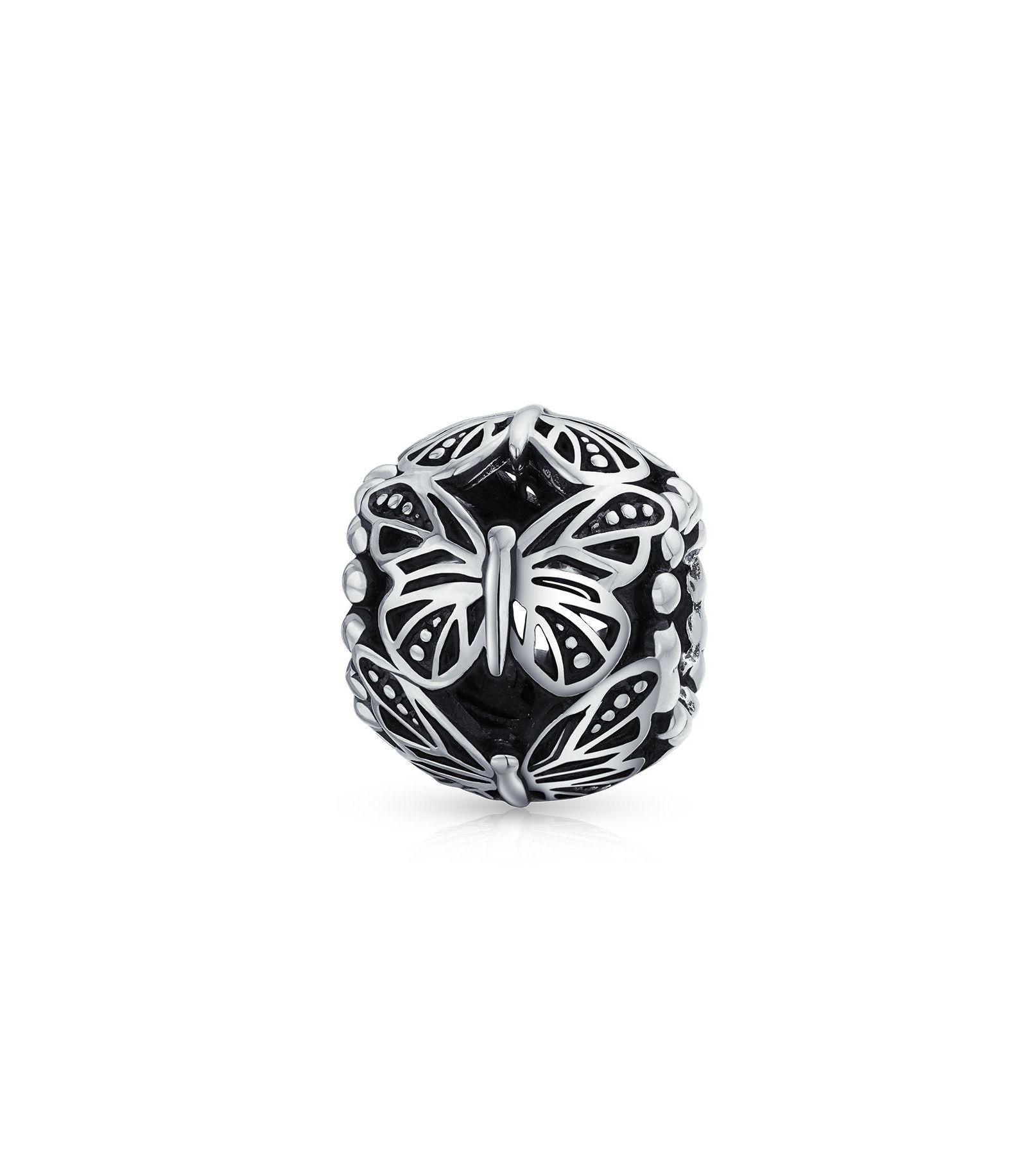 Браслет Bling Jewelry.925 Sterling Silver Garden Insect Filigree Butterfly Charm Bead