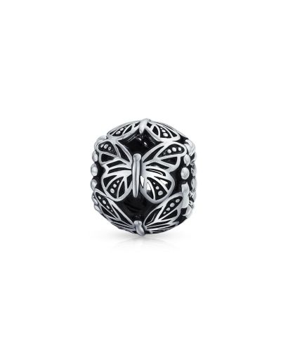 Браслет Bling Jewelry.925 Sterling Silver Garden Insect Filigree Butterfly Charm Bead