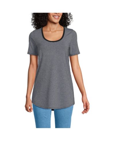 Женский удлиненный топ Lands' End Short Sleeve Power Performance Scoop Neck Curved Hem Tunic Tee