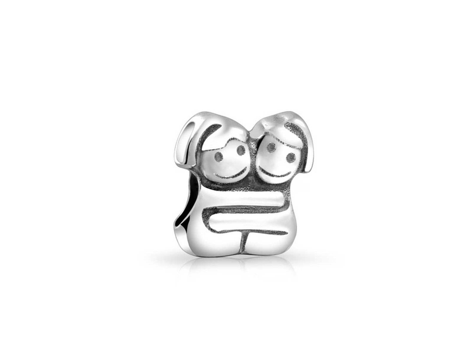 Bling Jewelry Hugging Forever Friendship Charm Bead for Bracelet .925 Sterling Silver