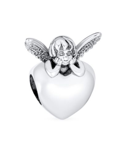 Bling Jewelry бусина-шарм с инициалом алфавита, фея, крылья ангела, сердце, стерлинговое серебро