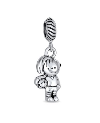 Bling Jewelry Подвеска-шарм из стерлингового серебра.925, мультяшная чирлидерша-футболист для браслета
