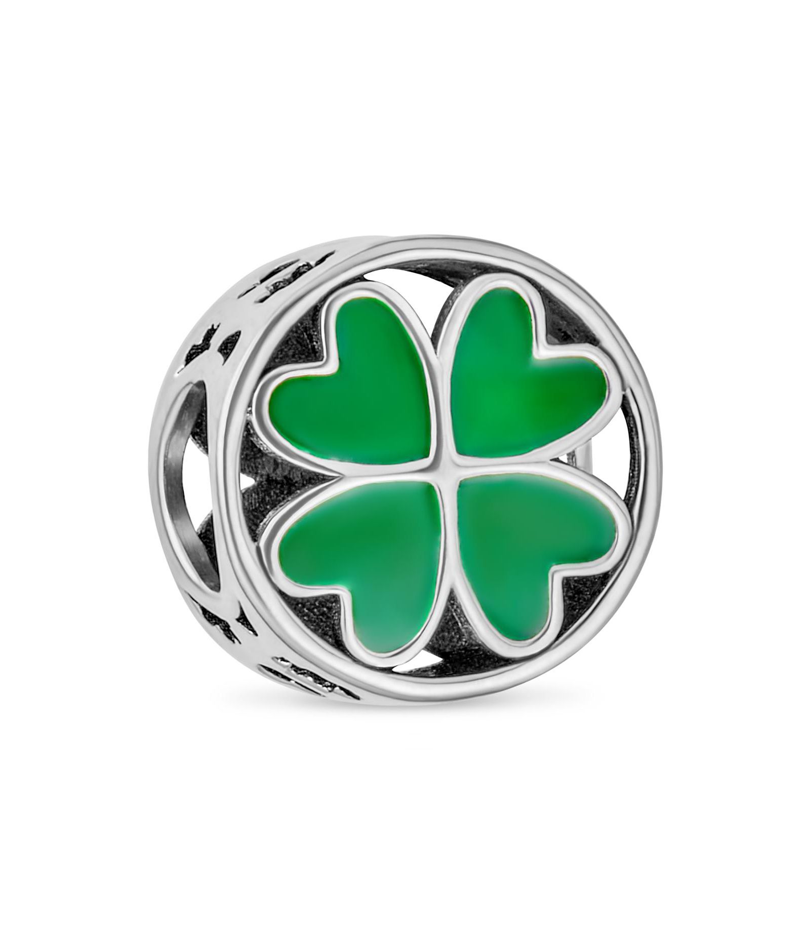 Bling Jewelry подвеска-бусина для браслета из стерлингового серебра Good Luck Lucky Irish Shamrock Enamel Green Heart Clover