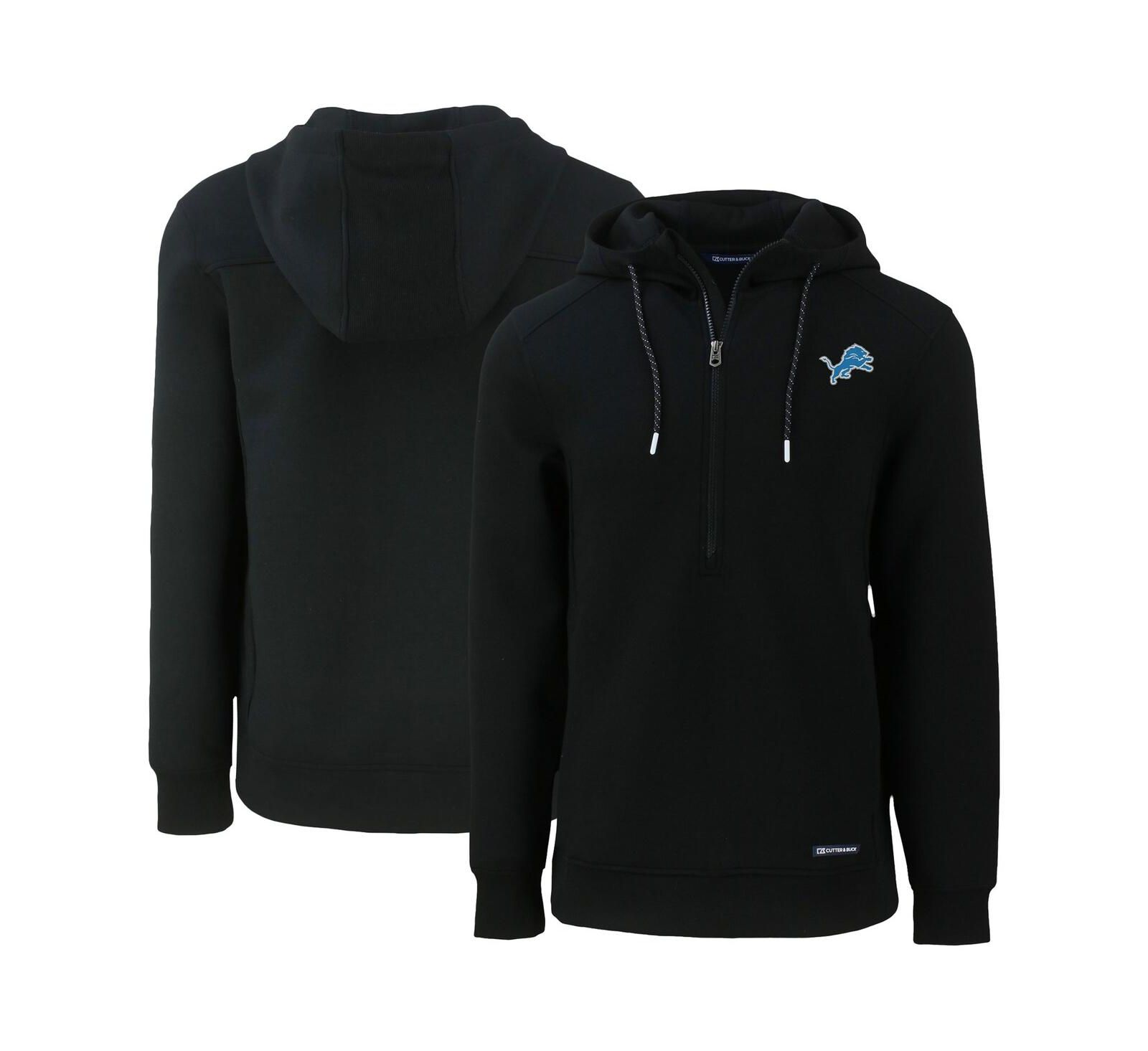 Мужское худи Cutter & Buck Black Detroit Lions Primary Mark Roam Half-Zip Pullover