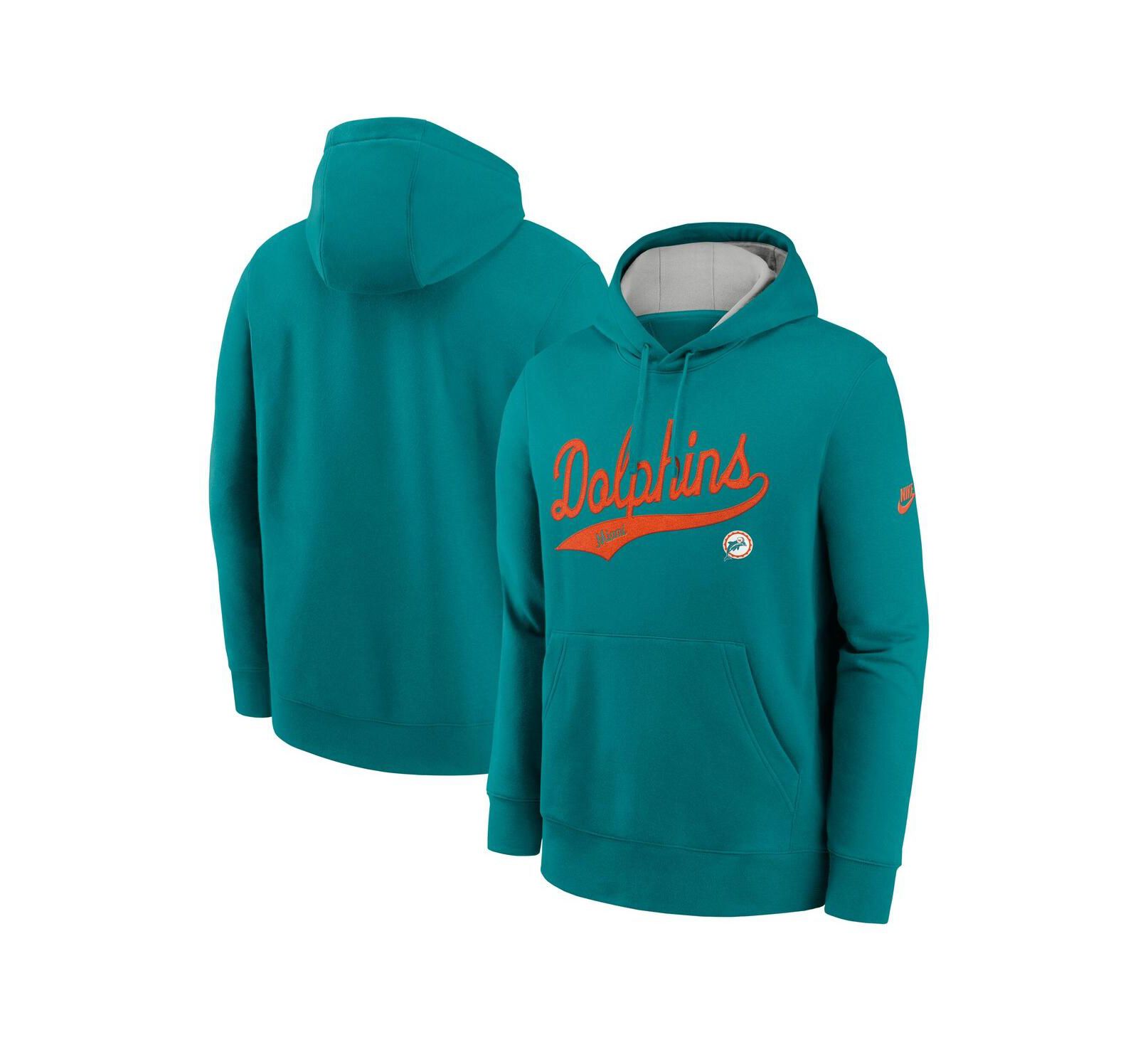 Nike Men's Aqua Miami Dolphins Rewind Club Logo Pullover Hoodie