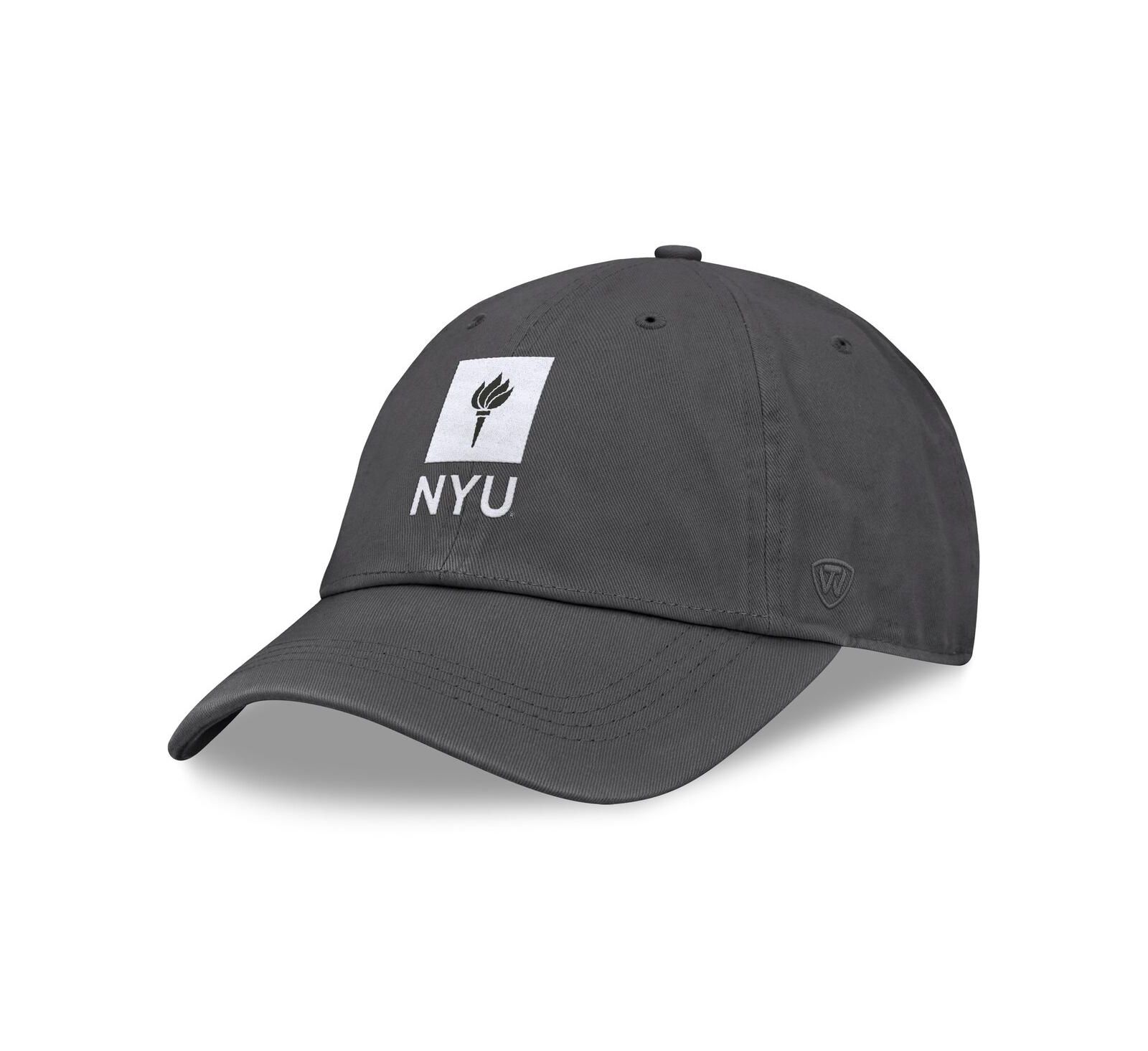 Мужская регулируемая кепка Top of the World Men's Heather Charcoal NYU Violets Team Logo Washed