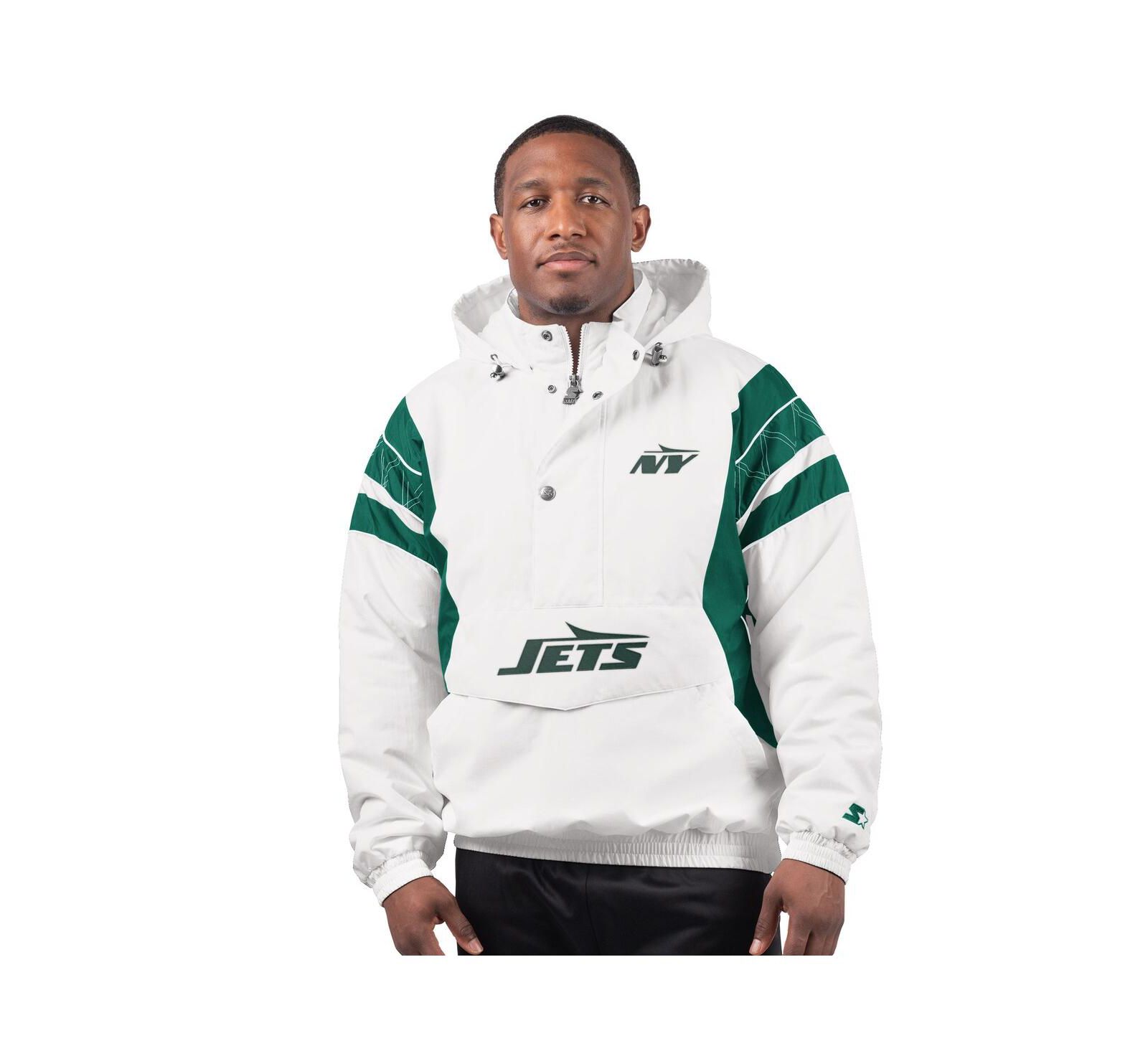 Starter Men's White New York Jets Gotham City Half-Zip Hoodie Jacket