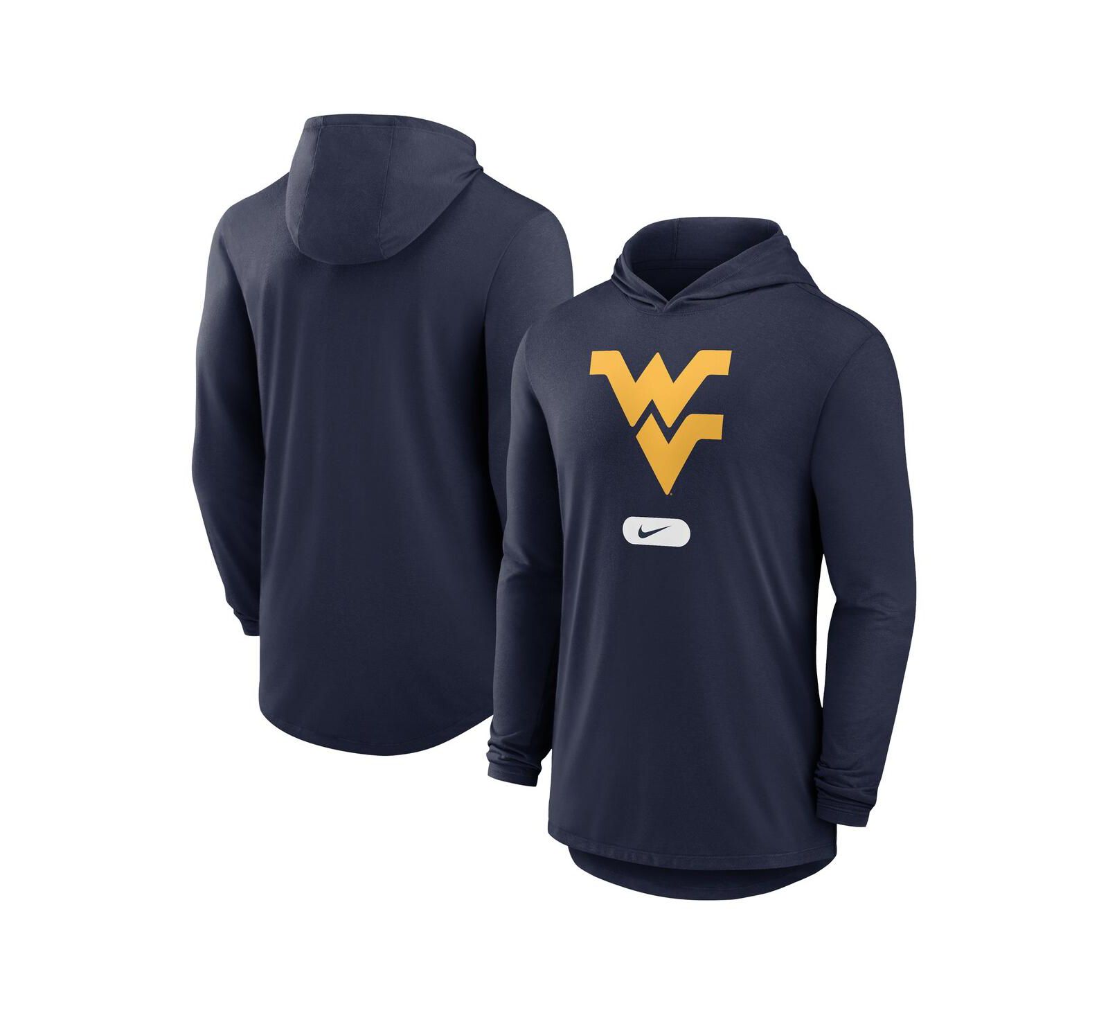 Nike Мужской темно-синий худи с длинным рукавом, легкий, West Virginia Mountaineers