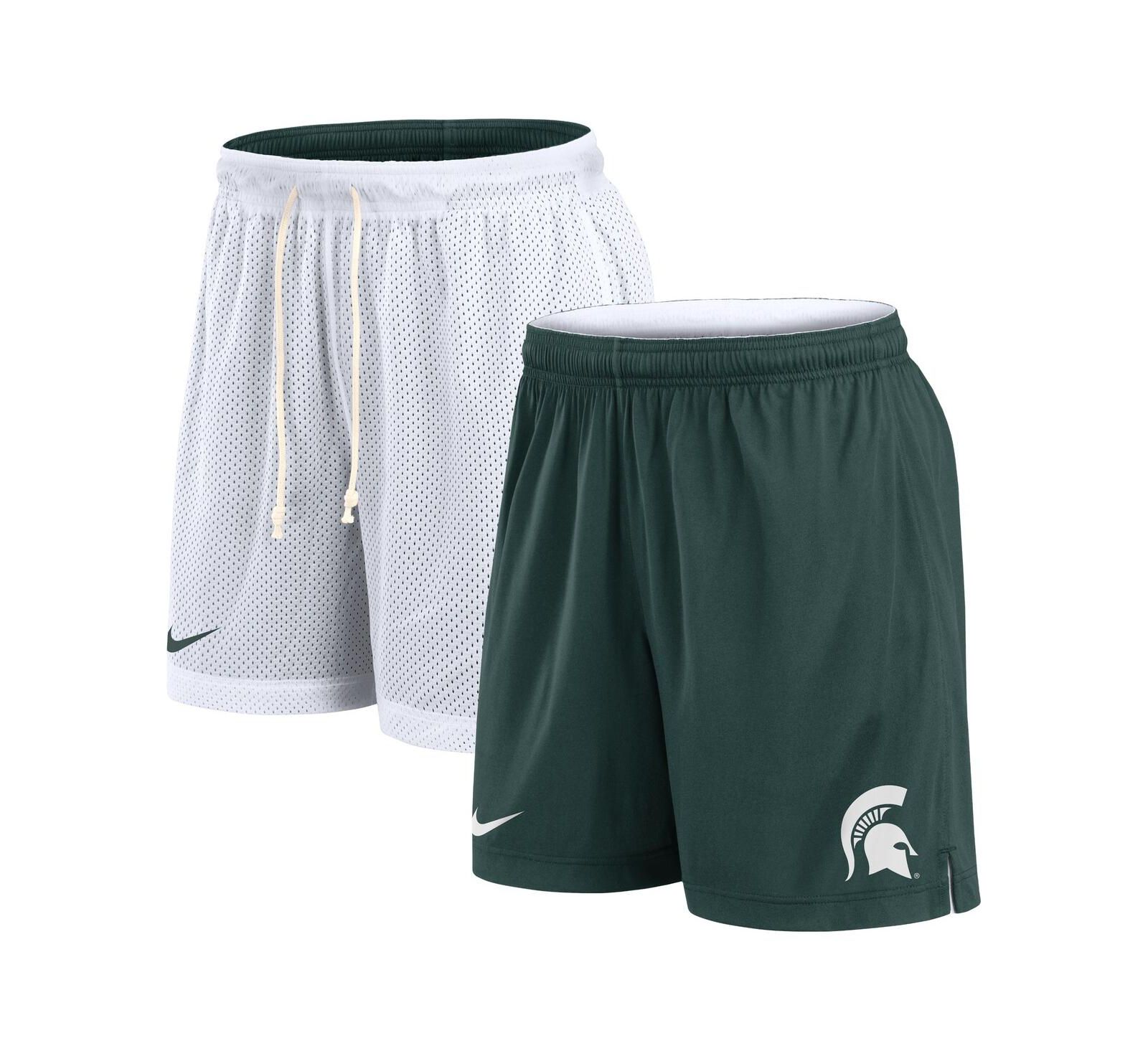 Мужские шорты Nike White/Green Michigan State Spartans Primetime Reversible Performance