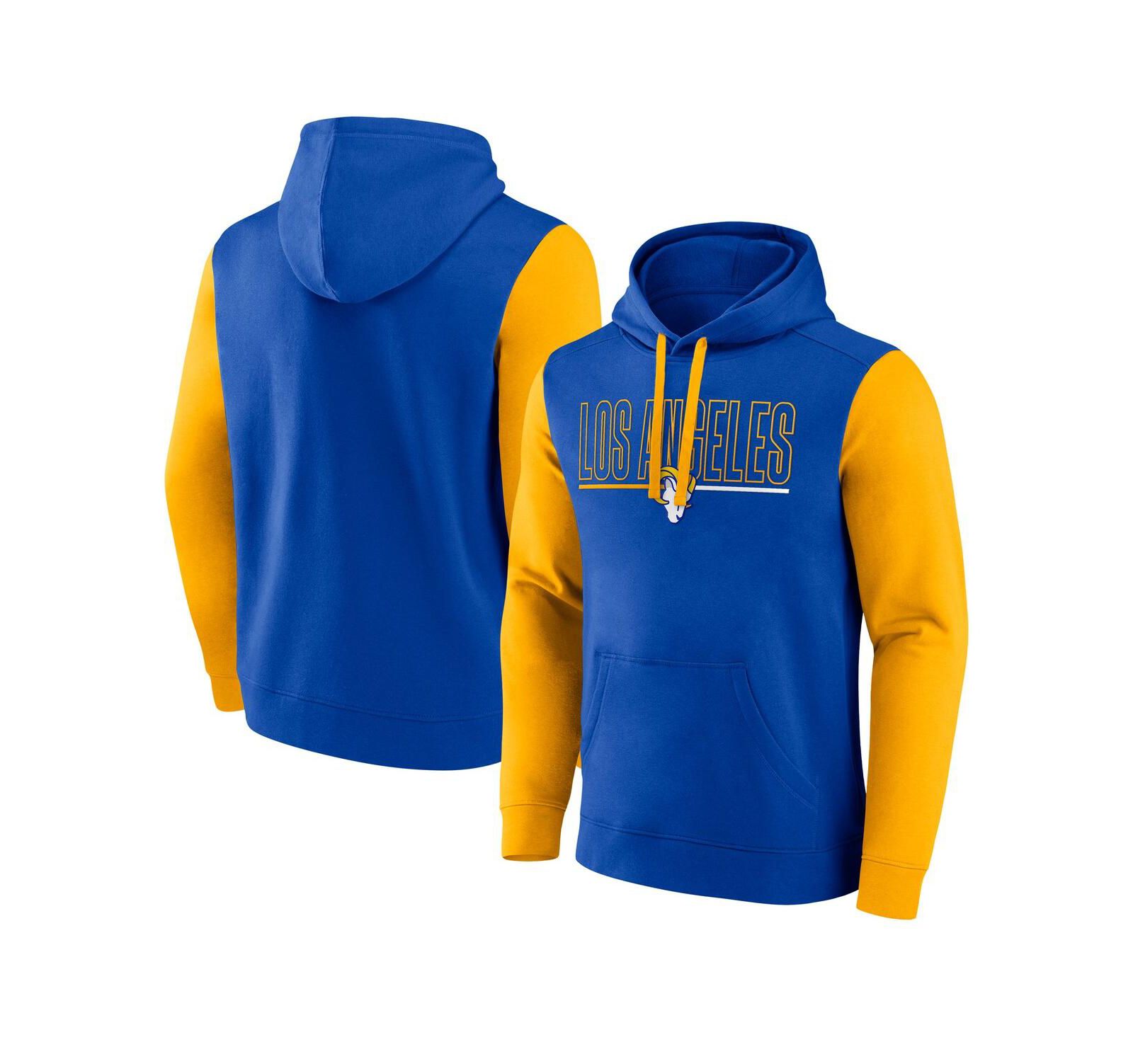 Fanatics Мужское худи Los Angeles Rams Outline Pullover, королевский синий/золотой
