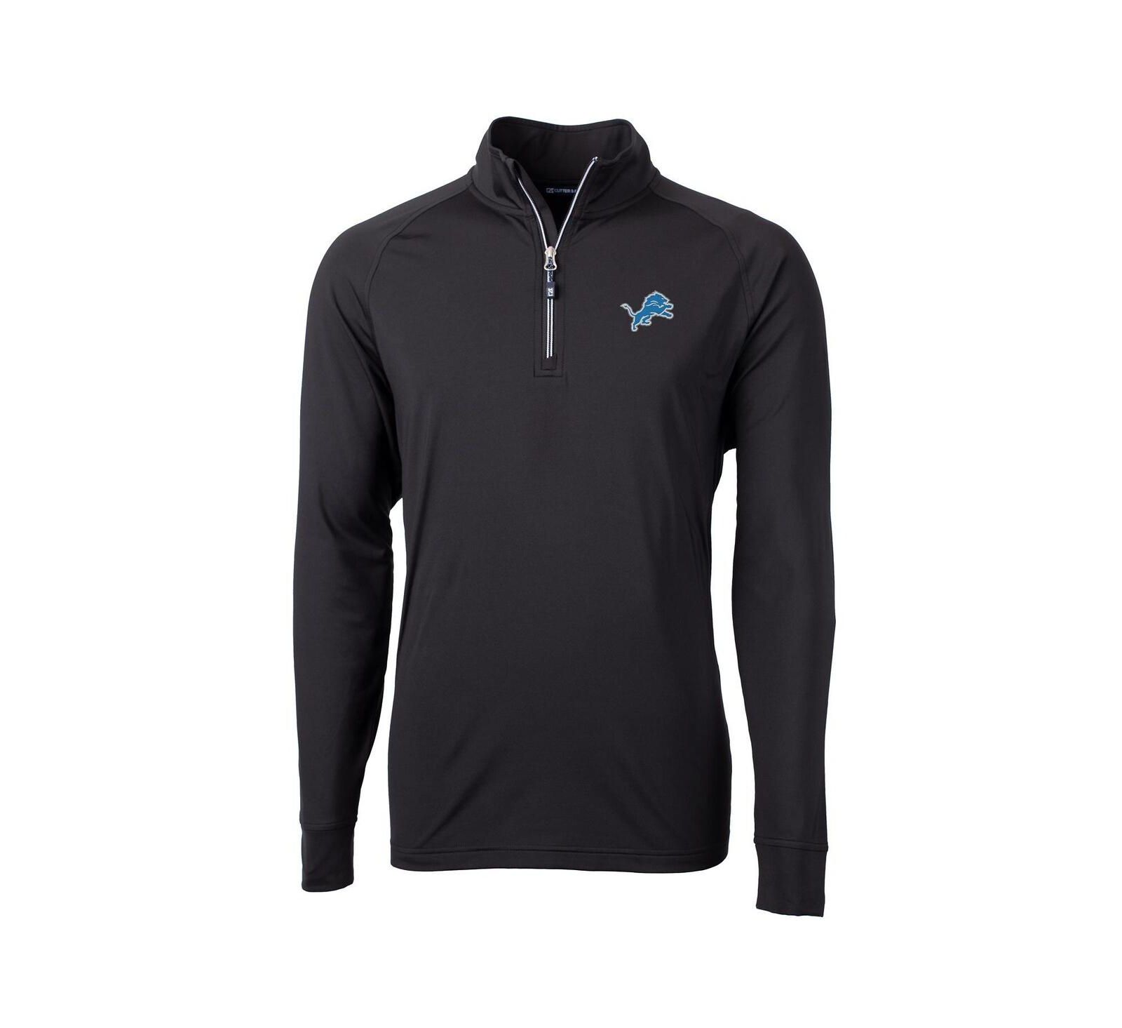 Cutter & Buck Men's Black Detroit Lions Adapt Eco Knit Quarter-Zip Pullover Jacket