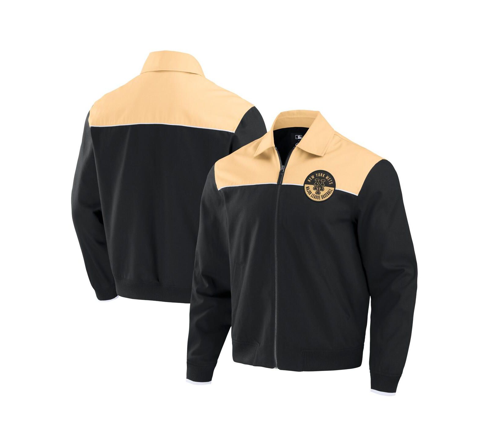 Darius Rucker Collection by Fanatics Men's Black/Tan New York Mets Canvas Bomber Full-Zip Jacket