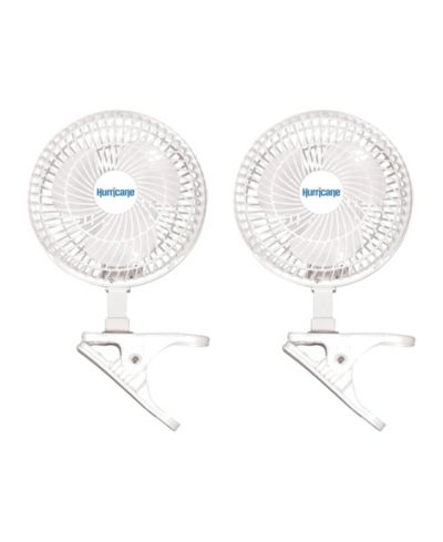 Hurricane Classic 6" Mini Clip On Fan for Desks and Night Stands, White (2 Pack)