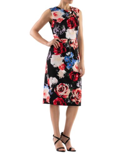 Donna Ricco Women's Floral-Print Twist-Front Sheath Dress