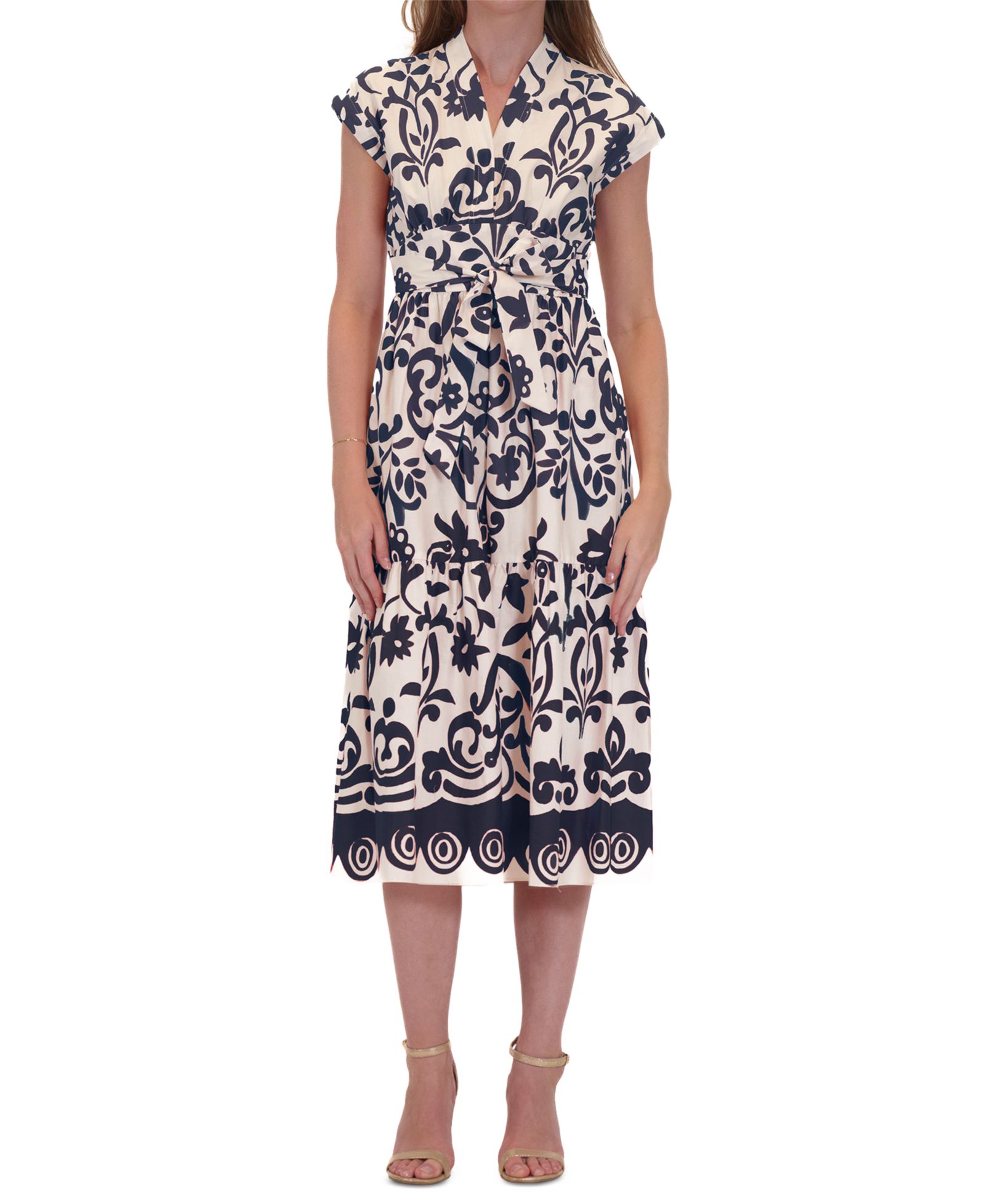 Женское платье Donna Ricco Printed Belted Fit & Flare