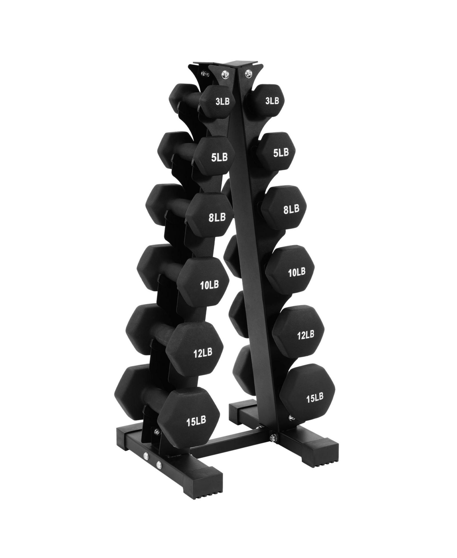Набор гантелей BalanceFrom Fitness 106 Pound Neoprene Coated с подставкой, черный
