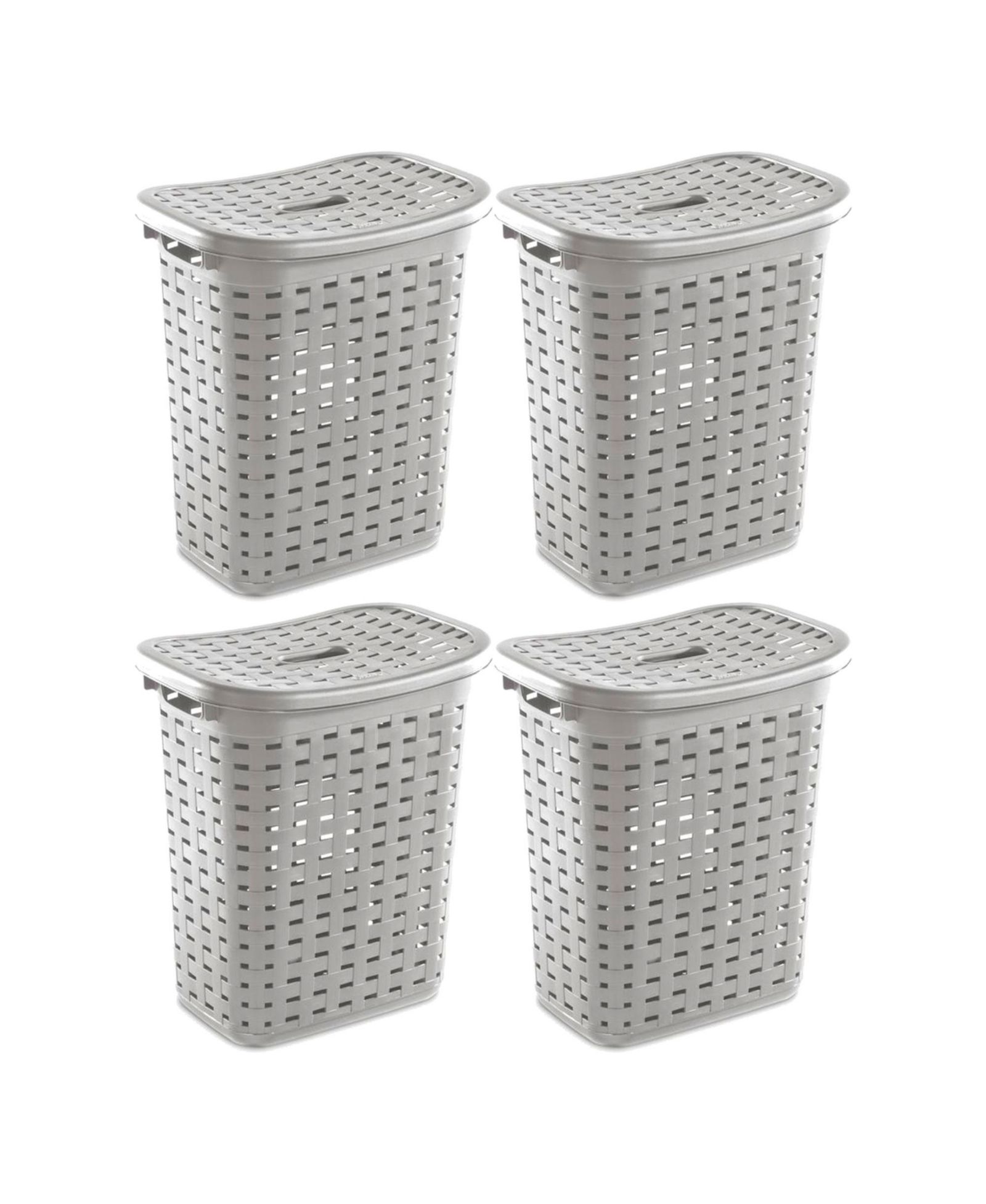 Корзина для белья Sterilite Plastic Weave Laundry Hamper Slim Gray, 4-Pack