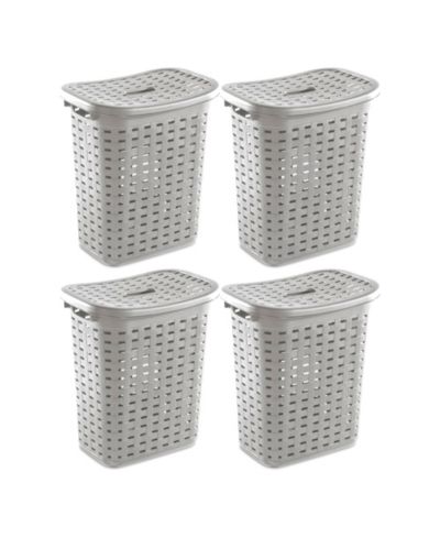Корзина для белья Sterilite Plastic Weave Laundry Hamper Slim Gray, 4-Pack