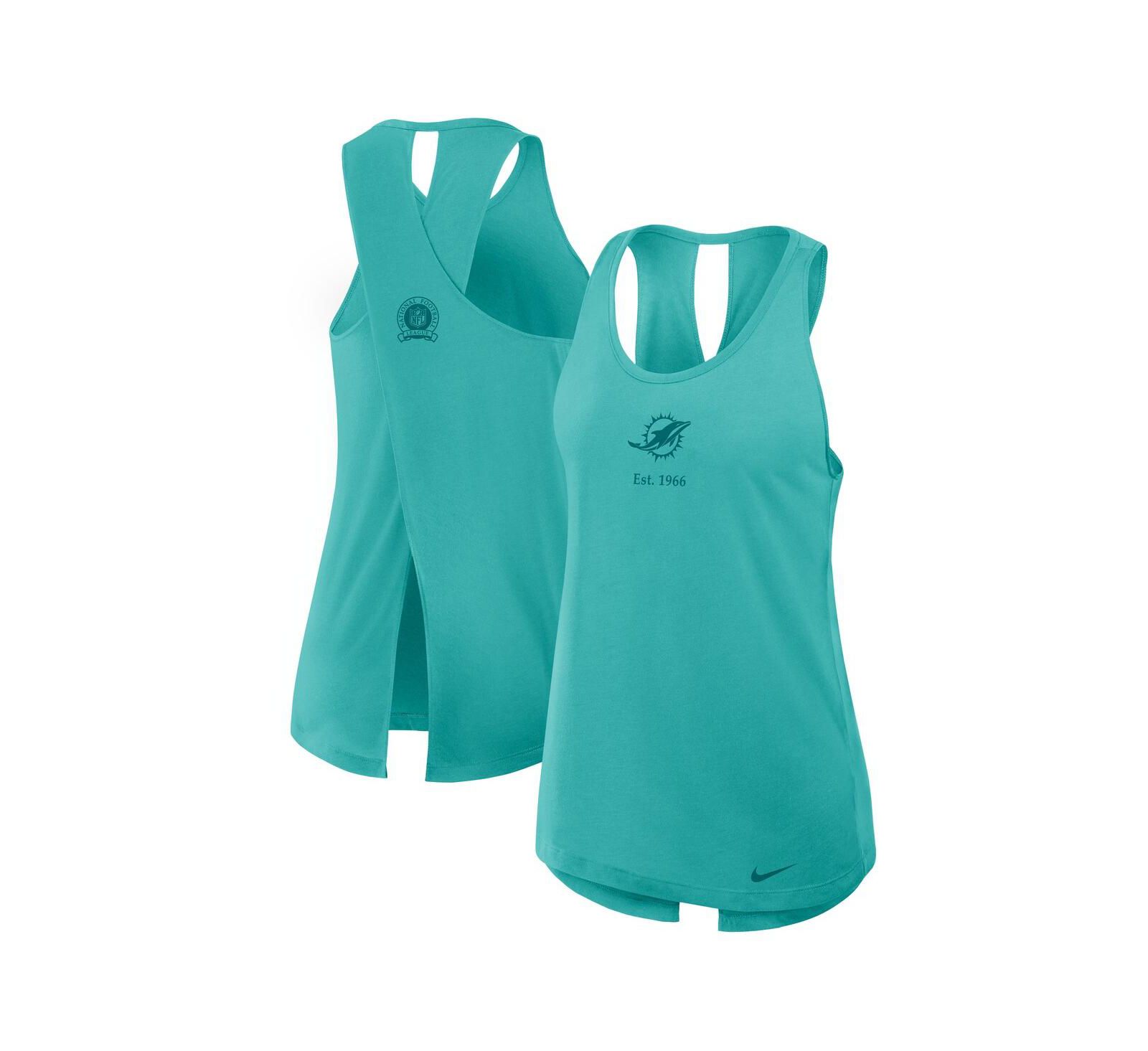 Nike Women's Aqua Miami Dolphins Glory Crisscross Performance Tank Top