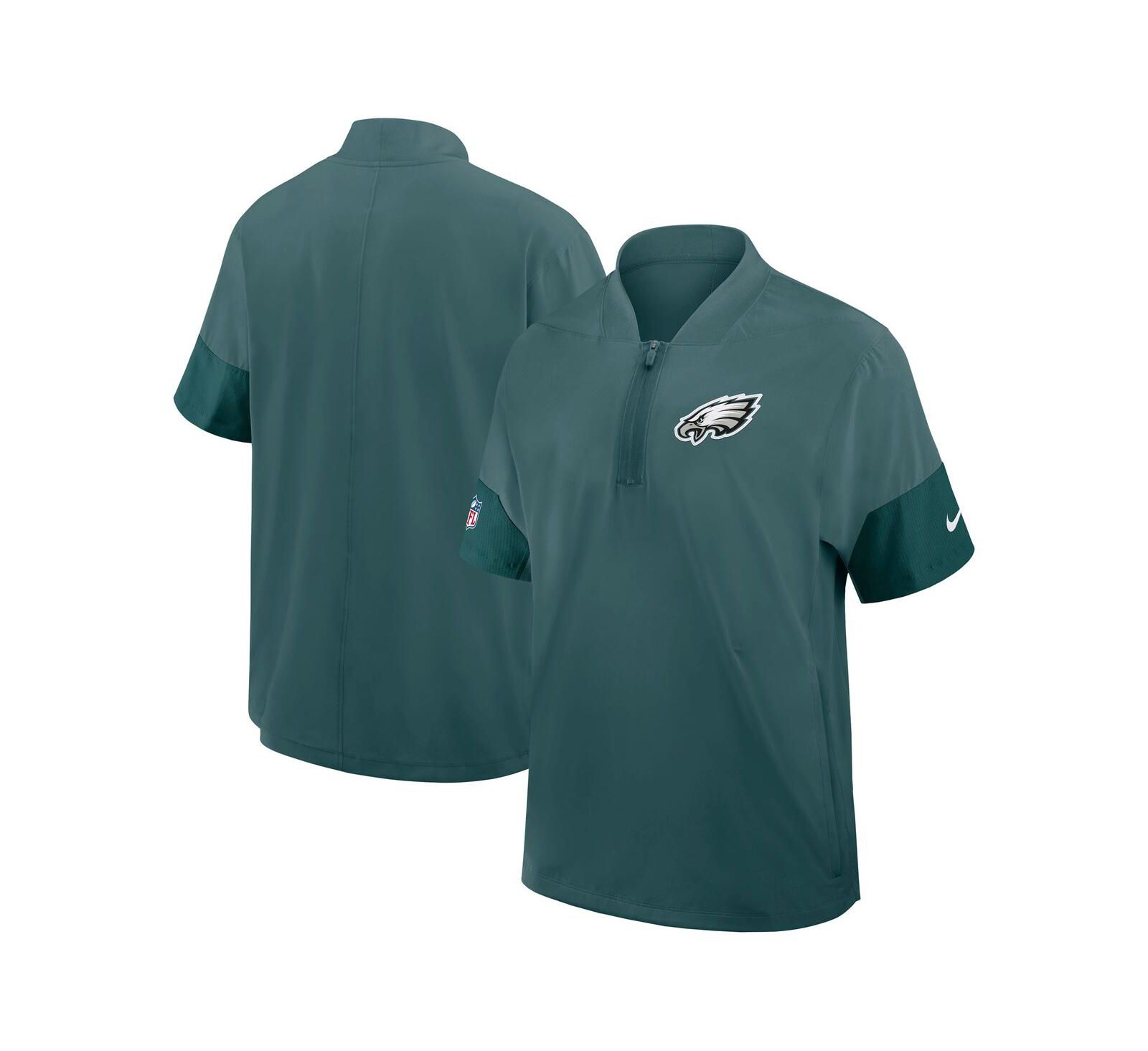 Nike Men's Green Philadelphia Eagles Sideline Short Sleeve Quarter-Zip Performance Coach Jacket