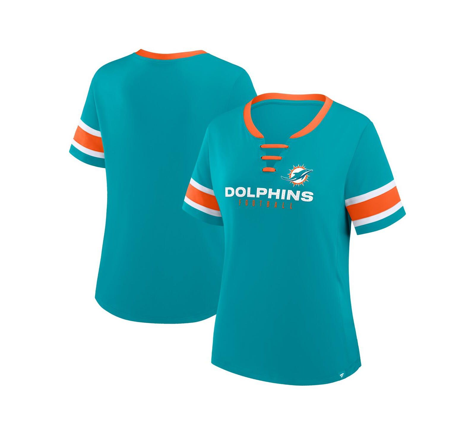 Женская футболка Fanatics Aqua Miami Dolphins Redzone Draw Play Athena Lace-Up