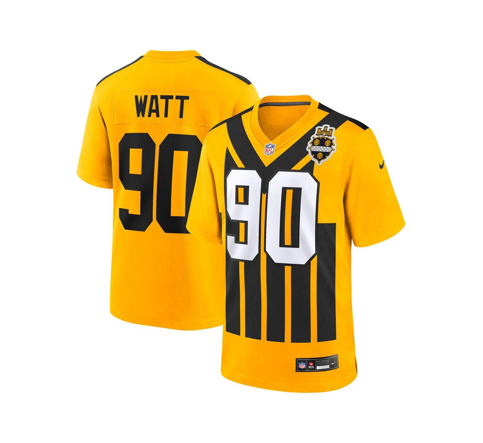 Мужская Nike T.J. Watt Gold Pittsburgh Steelers Alternate 1933 Throwback Game Jersey