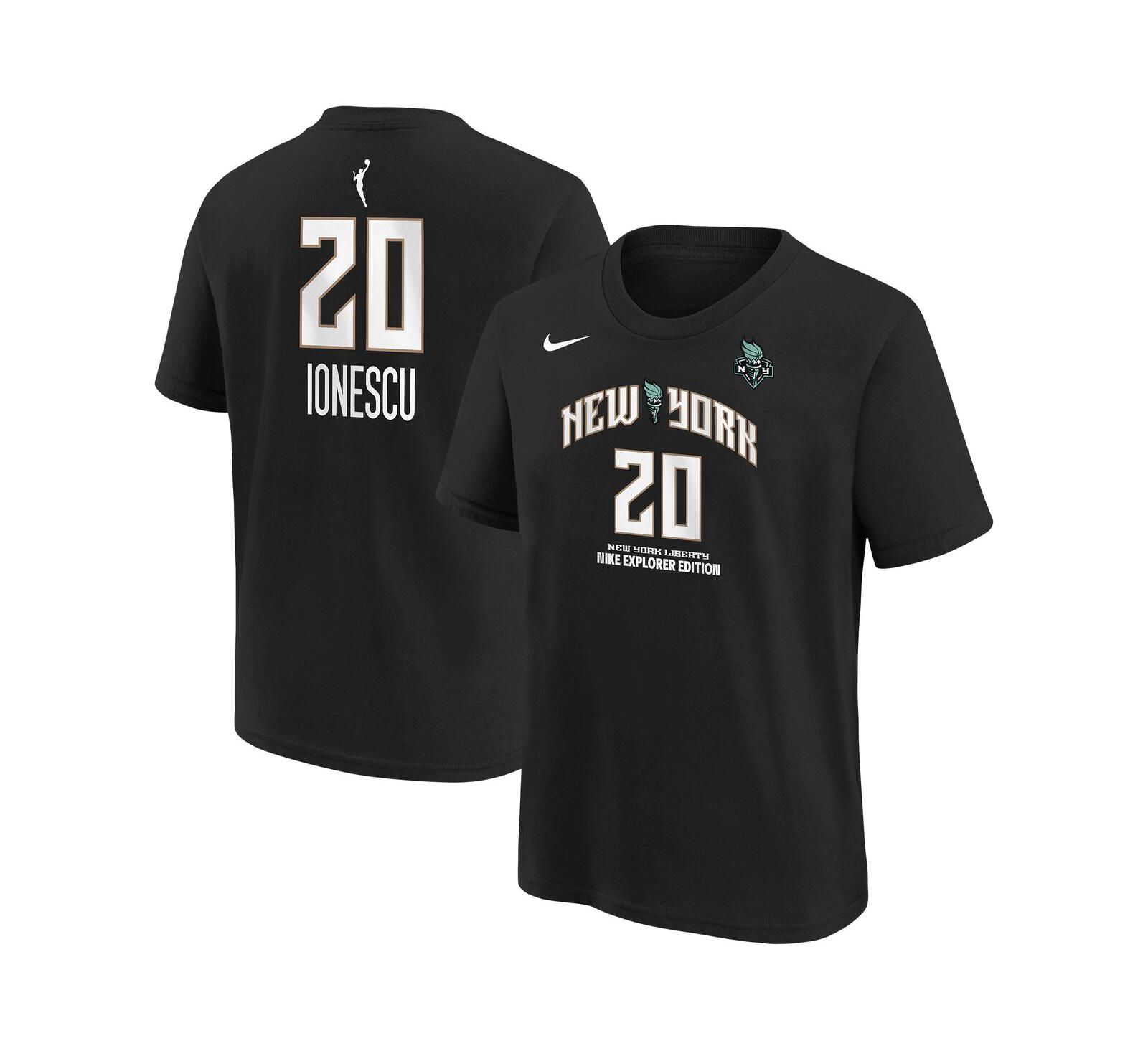 Nike Big Boys and Girls Sabrina Ionescu Black New York Liberty Explorer Edition Name & Number T-Shirt